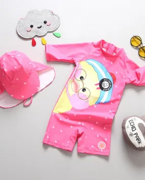 1-7 Years Baby Girls' Bathing Suit New Swimming Dress for Little Girls with Hood Surf Dress Neon