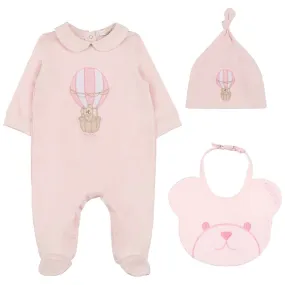 Confezione body + berretta + bavaglio rosa