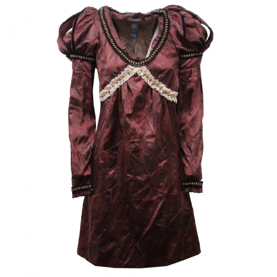 CUSTO BARCELONA SLIM FIT Brown Silk Dress