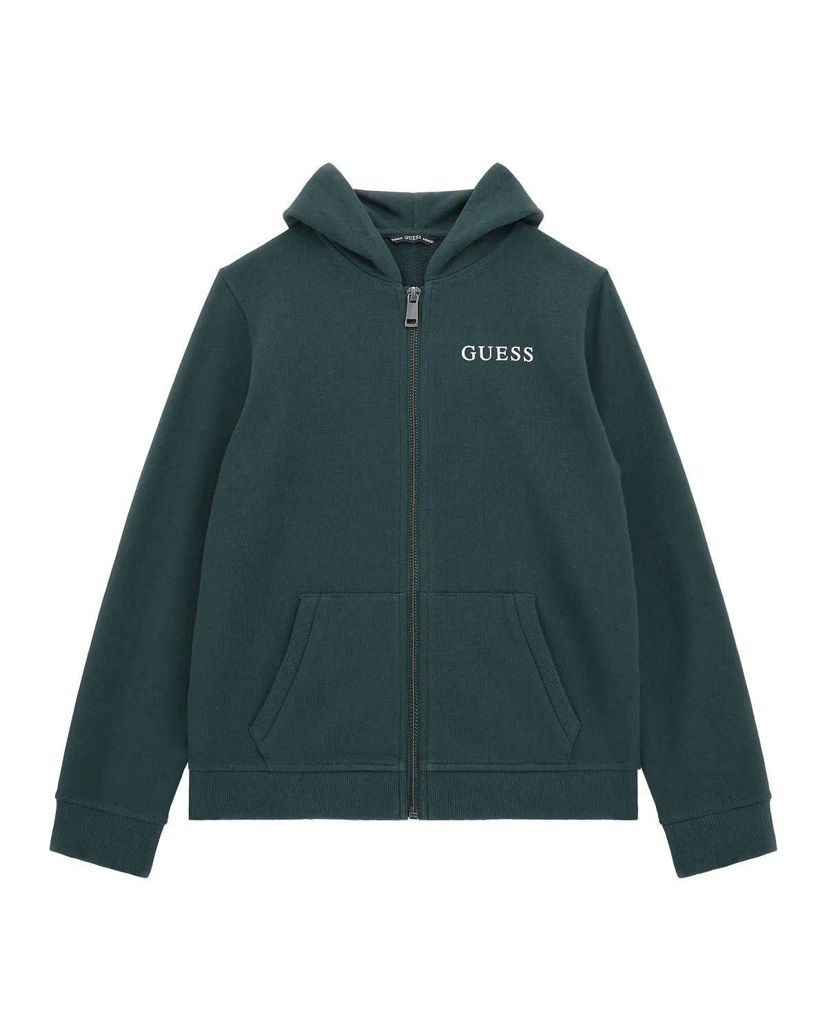 Cotton Green Zip Hoodie Sweatshirt with Triangle Logo Print 10-16 Years Old