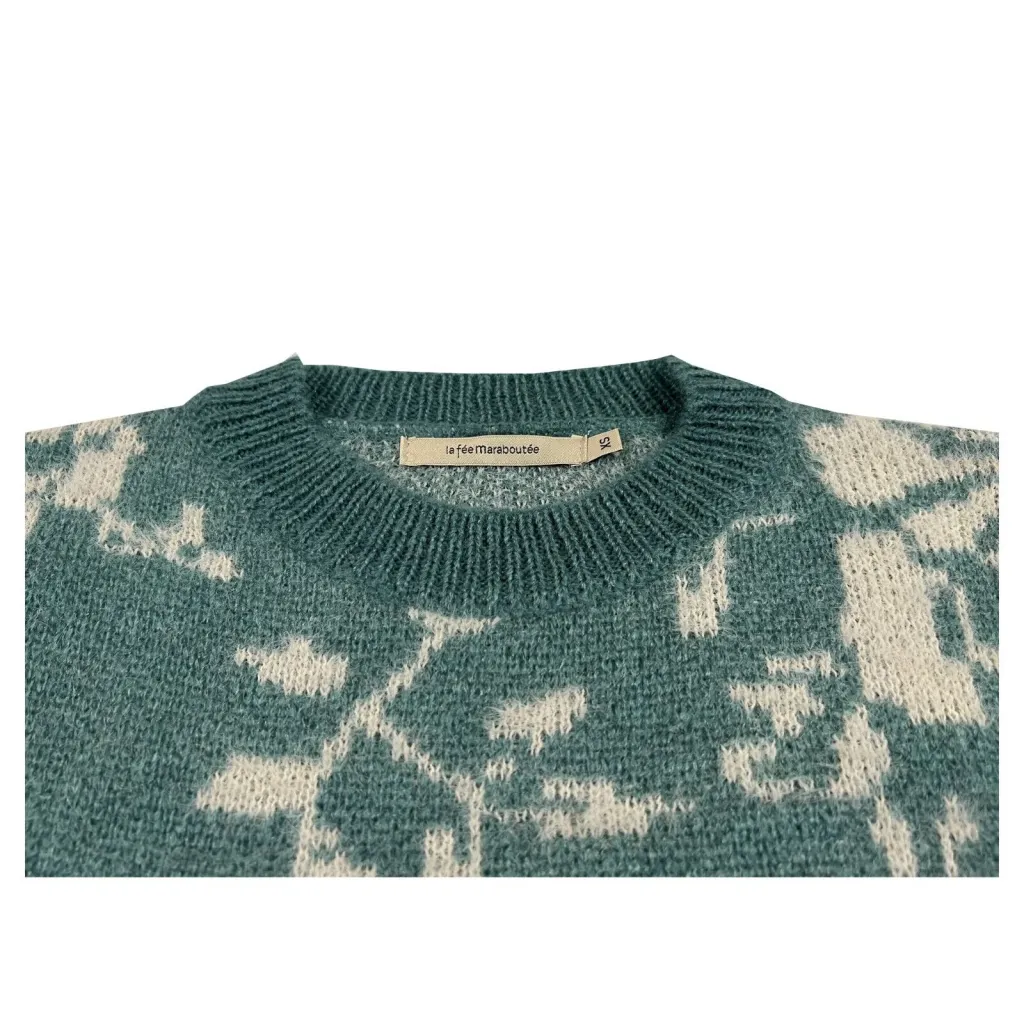 Water and Cream Patterned Women's Knit Sweater by LA FEE MARABOUTEE