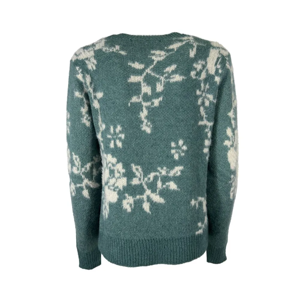 Water and Cream Patterned Women's Knit Sweater by LA FEE MARABOUTEE