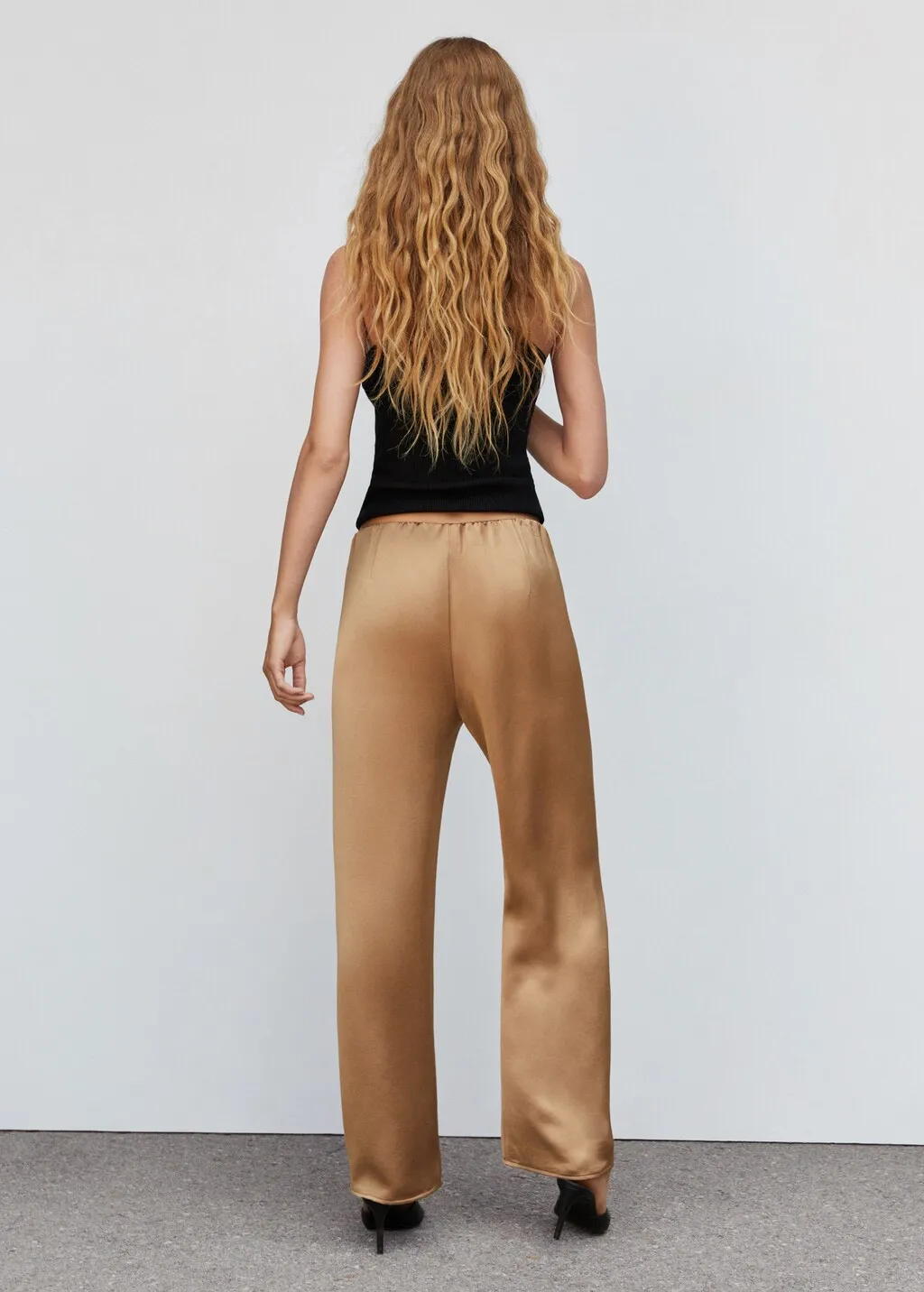 Pantaloni vita elasticizzata satinati
