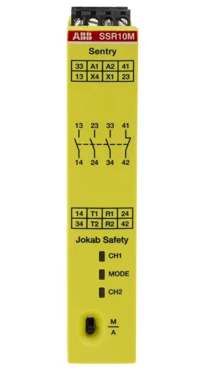 Relè di sicurezza ABB Jokab SSR10M, 265 V ac, 375V cc, 2 canali, 4 contatti di sicurezza
