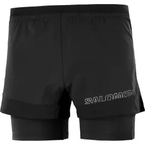 SALOMON CROSS 2-IN-1 TRAIL Shorts M in DEEP BLACK