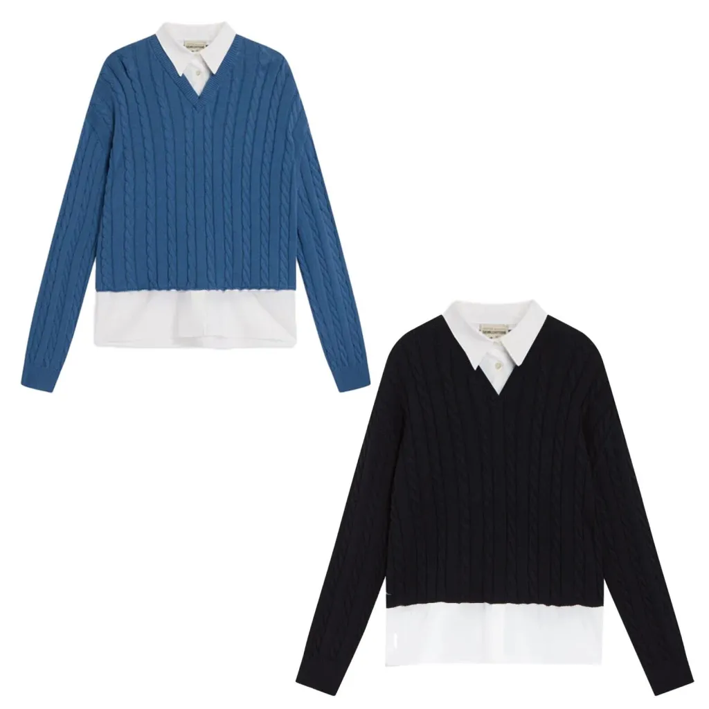 SEMICOUTURE White Cotton Knit Sweater with Poplin Inserts Y4SB13 MIKAELA Made in Italy
