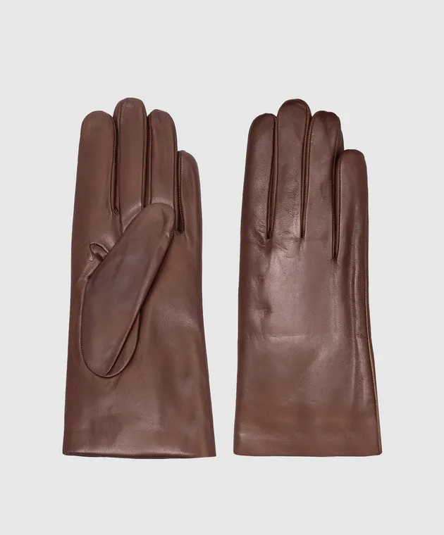 Sermoneta Gloves Guanti in pelle marrone su pelliccia di coniglio 2PNAPPA
