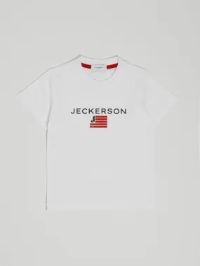 T-shirt bambino Jeckerson in cotone con logo stampato Bianco