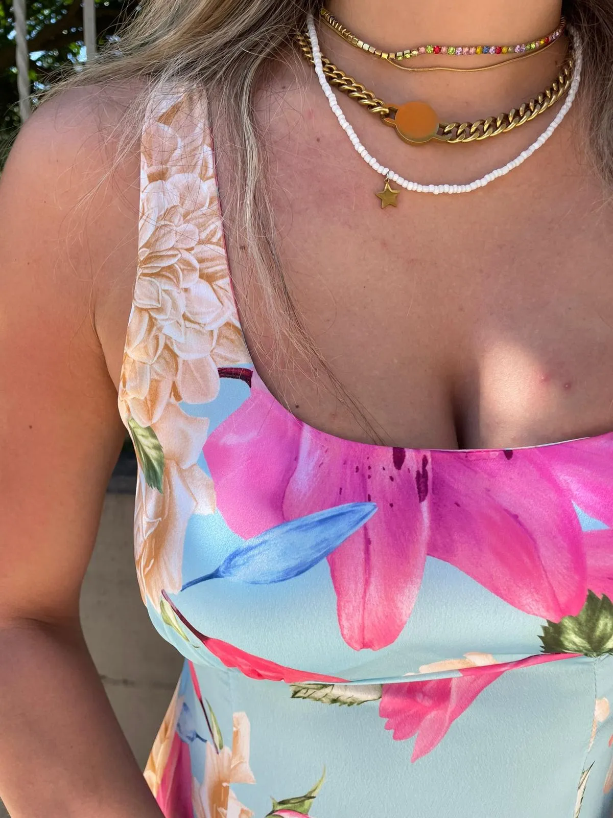 Long Floral Print Dress with Slit